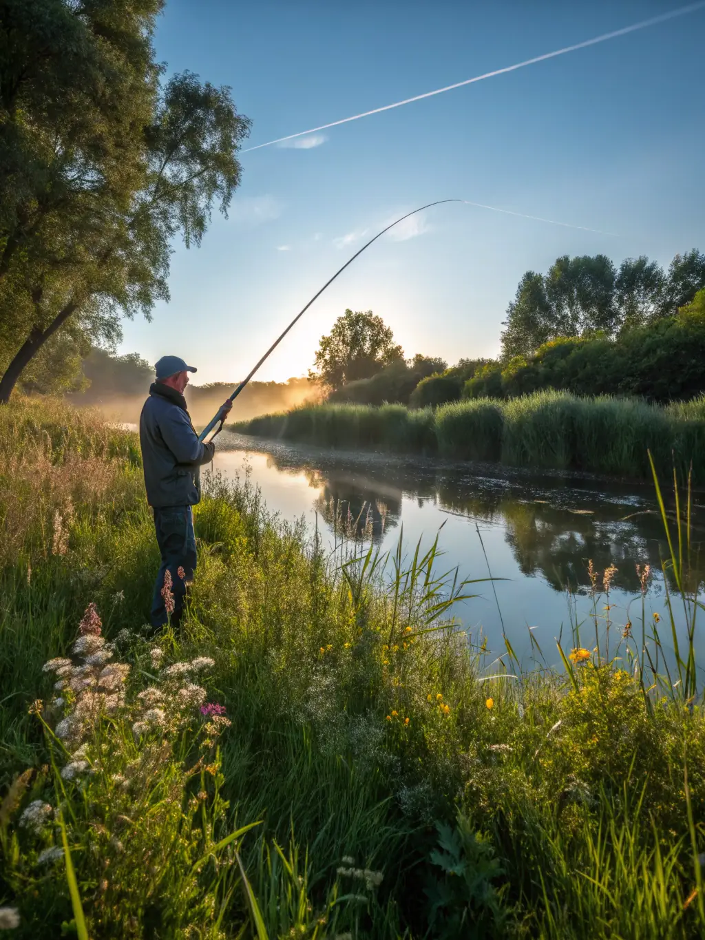 A group of anglers practicing catch and release fishing, emphasizing LA TRUITE D'OBJAT's dedication to sustainable fishing practices.