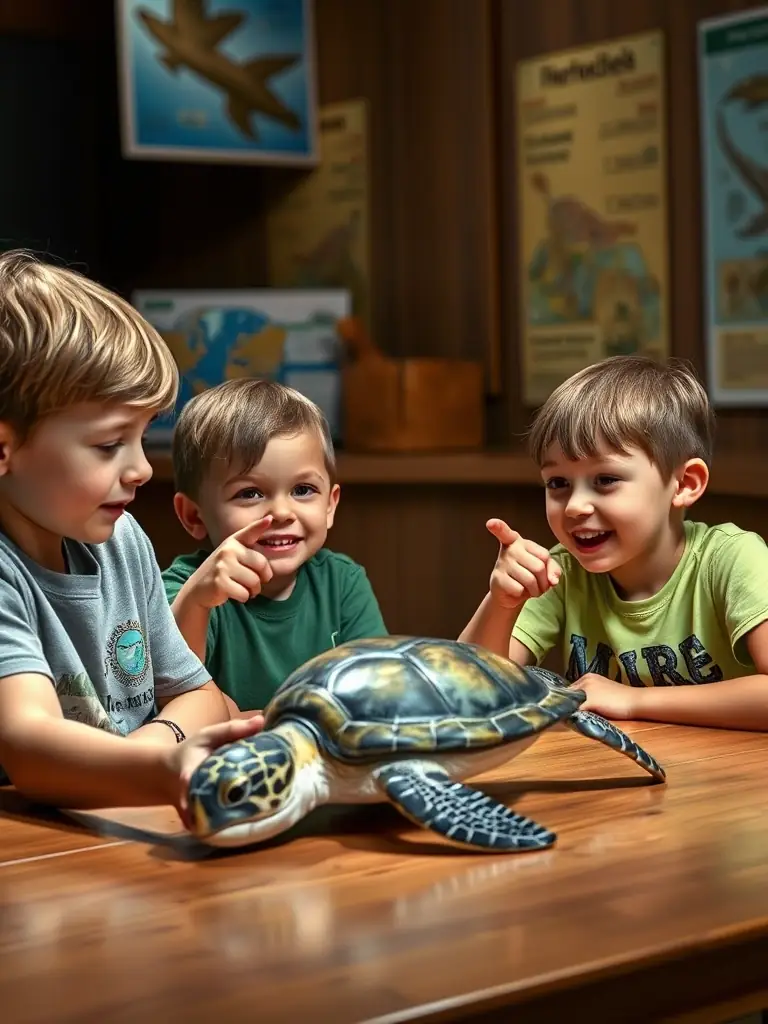 A photo of children learning about fish species and aquatic ecosystems during an educational workshop organized by LA TRUITE D'OBJAT.